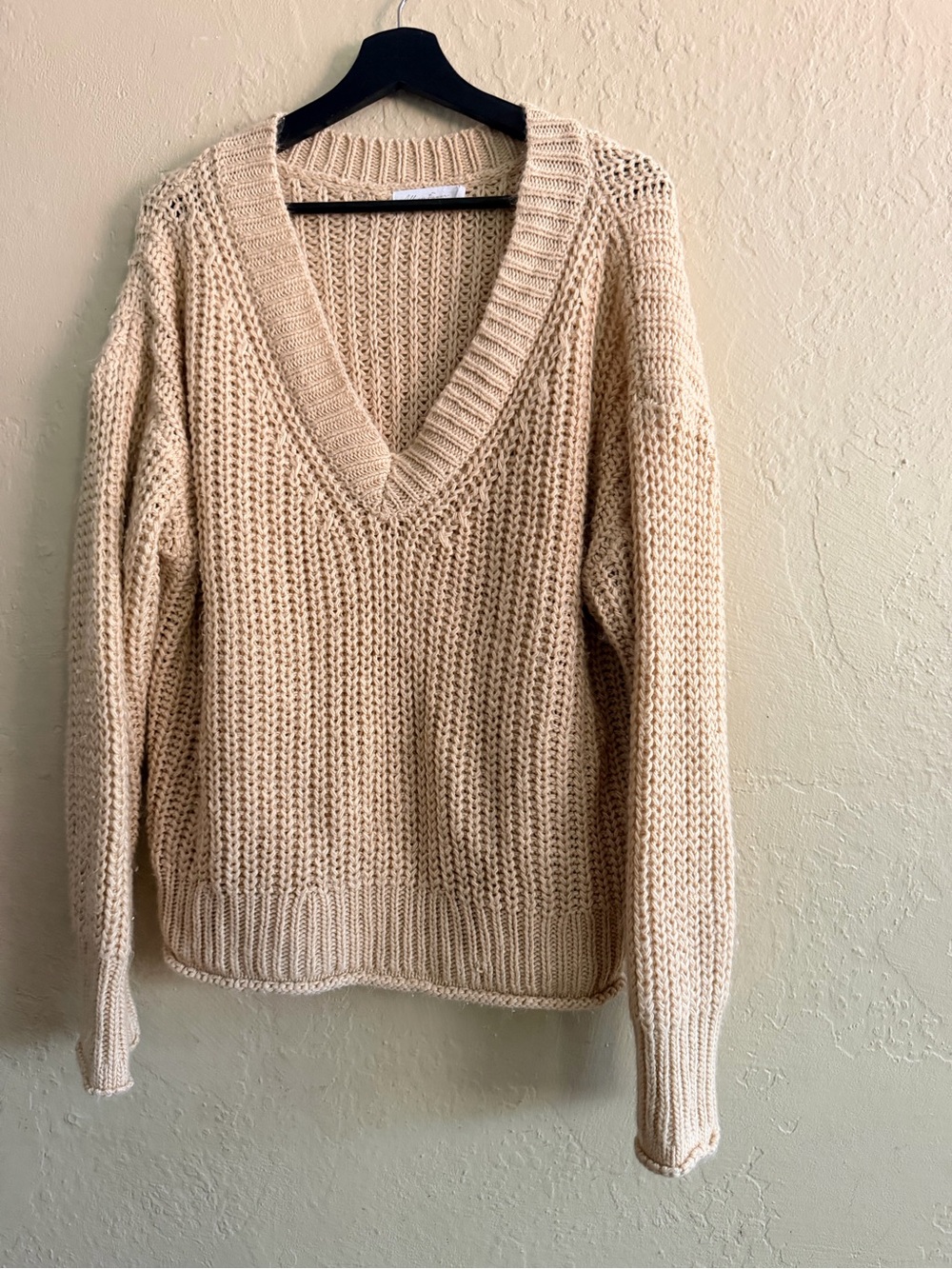 All in Favor Cream V-Neck Chunky Knit Sweater